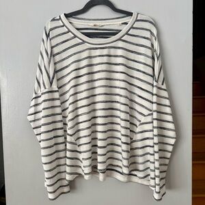 Max Studio Parisan Chic Black and White Oversized Striped Top